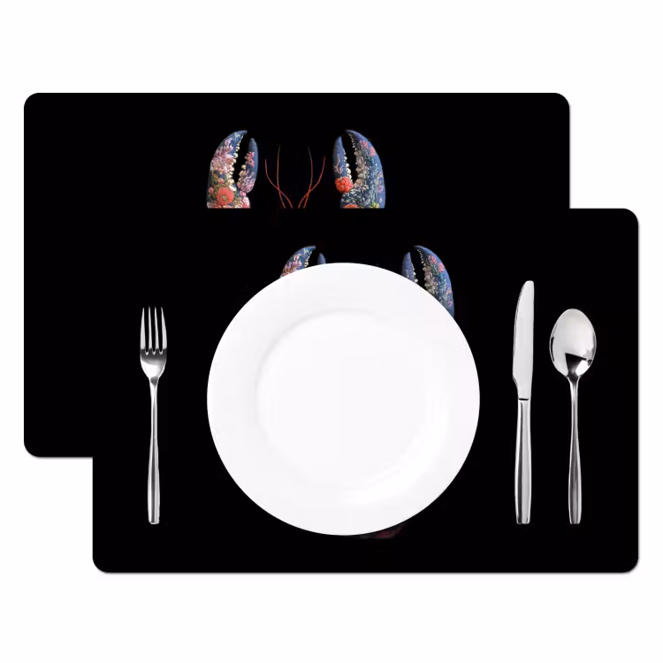 Placemat vinyl - Kreeft - Borduur - Kleurrijk - Bloemen — 2