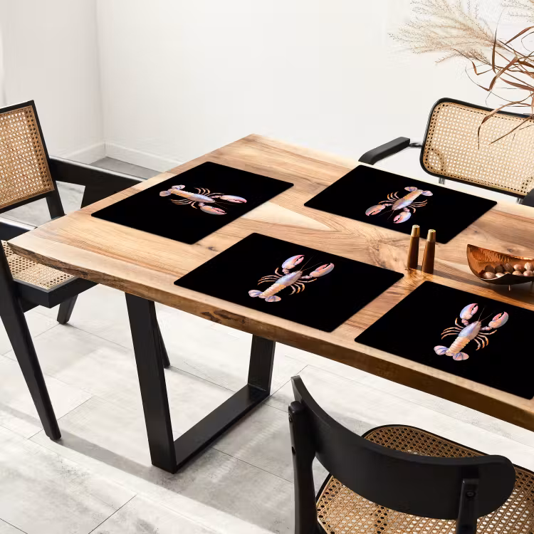 Placemat vinyl - Kreeft - Roze - Zacht - Zwart — 4