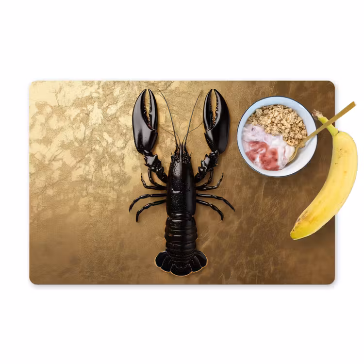 Placemat vinyl - Kreeft - Zwart - Goud - Luxe — 1