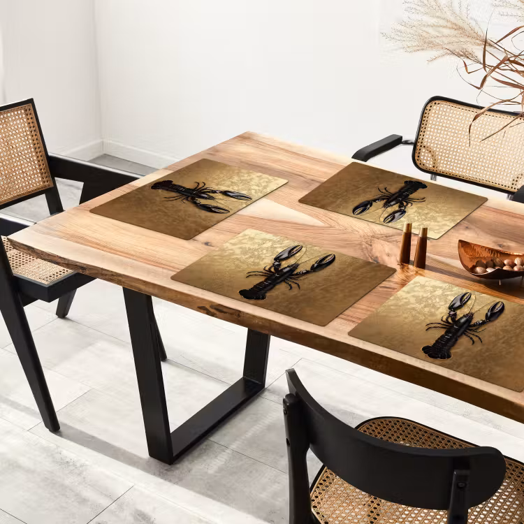 Placemat vinyl - Kreeft - Zwart - Goud - Luxe — 4