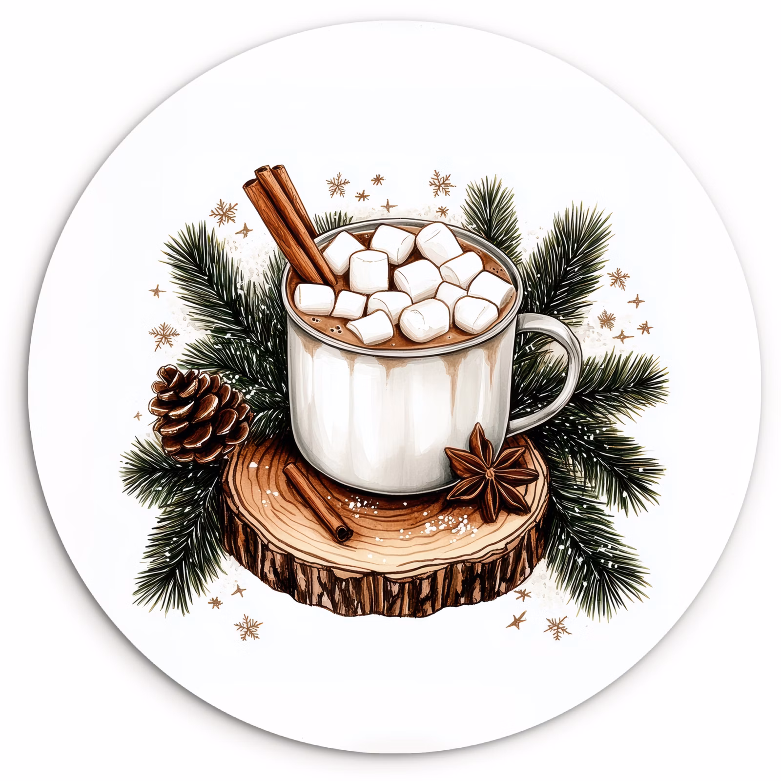 Muurcirkel - Winter - Hout - Chocolademelk - Drink - Kerst — 1