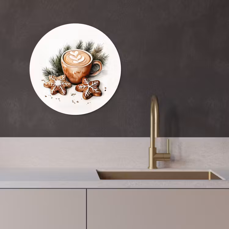 Muurcirkel - Koffie - Koek - Winter - Art - Kerst — 1