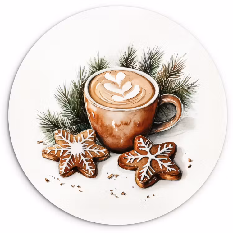Muurcirkel - Koffie - Koek - Winter - Art - Kerst — 4