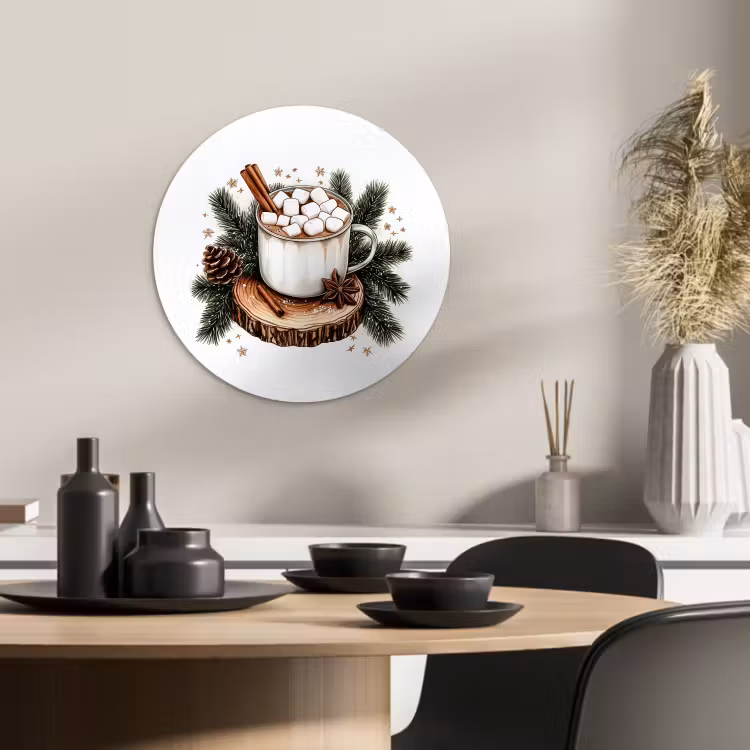 Muurcirkel - Winter - Hout - Chocolademelk - Drink - Kerst — 3