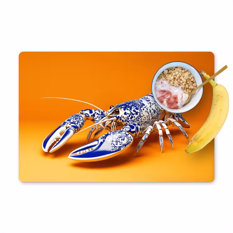 Placemat vinyl - Kreeft - Delftsblauw - Schild - Stoer - Oranje — 1