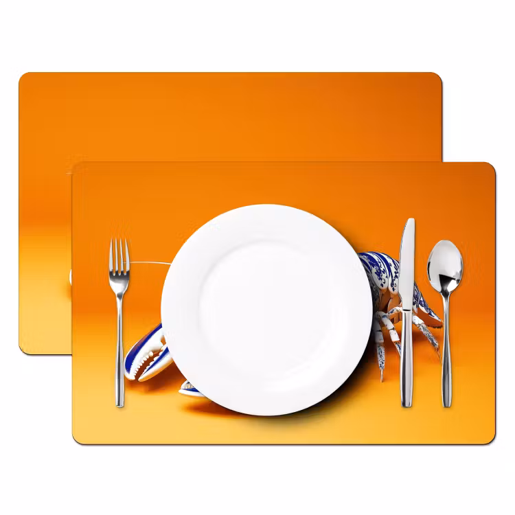 Placemat vinyl - Kreeft - Delftsblauw - Schild - Stoer - Oranje — 2