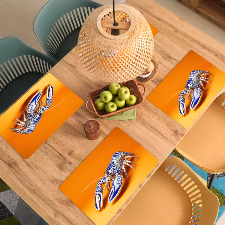 Placemat vinyl - Kreeft - Delftsblauw - Schild - Stoer - Oranje — 3