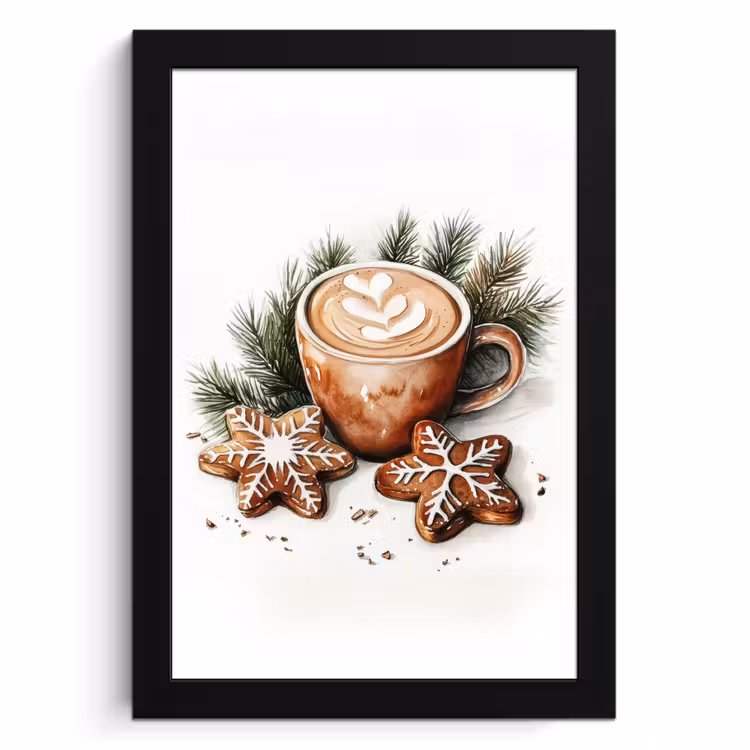 Poster met lijst - Koffie - Koek - Winter - Art - Kerst — 1