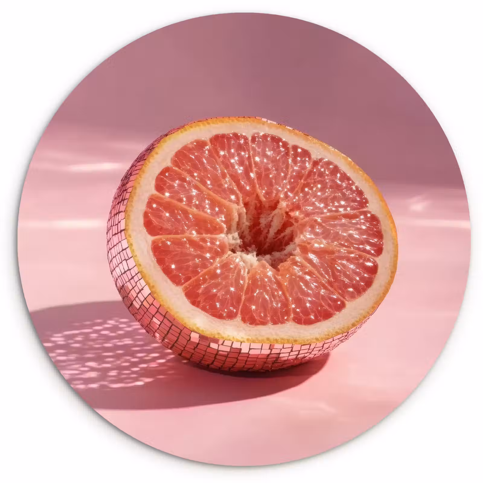 Muurcirkel - Grapefruit - Roze - Disco - Shiny — 1