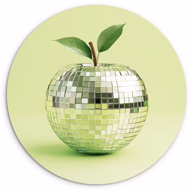 Muurcirkel - Groen - Disco - Decoratie - Appel — 1