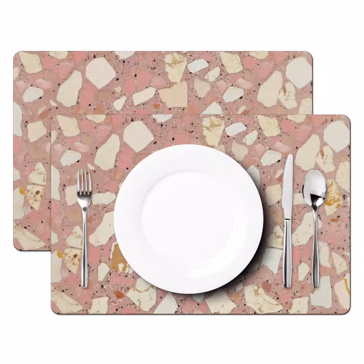 Placemat vinyl - Roze - Decoratie - Stenen - Terrazzo — 2
