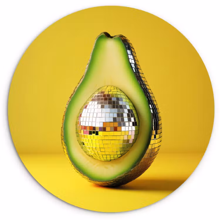 Muurcirkel - Avocado - Discobal - Geel - Glitter — 1