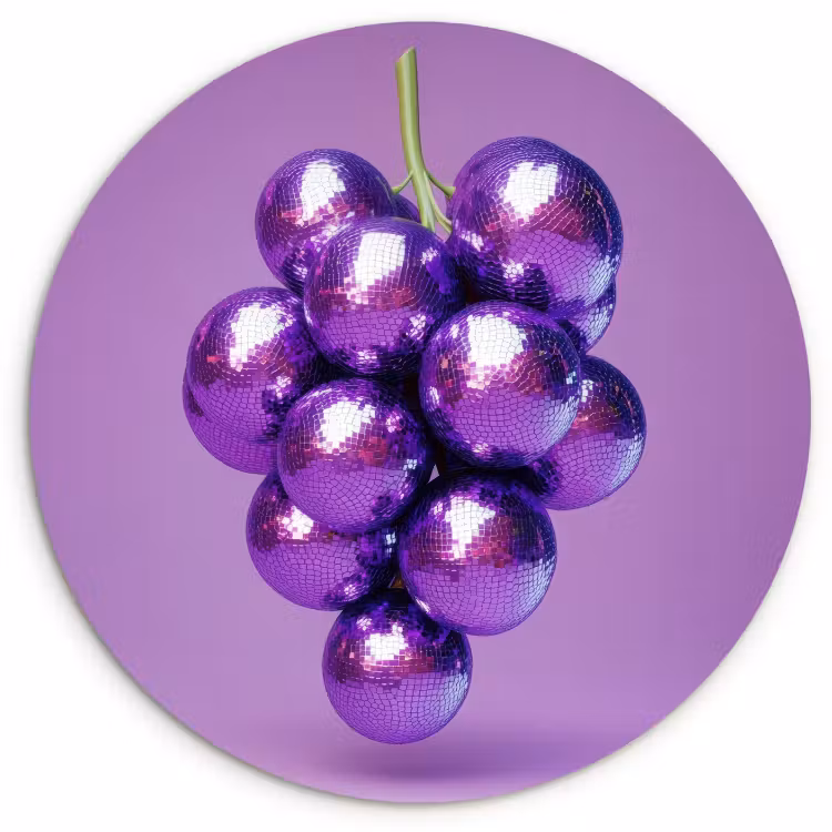 Muurcirkel - Druif - Disco - Glitter - Paars — 1