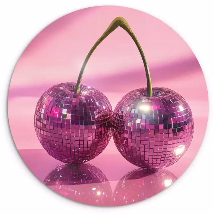 Muurcirkel - Glitter - Discobol - Roze - Kersen — 1