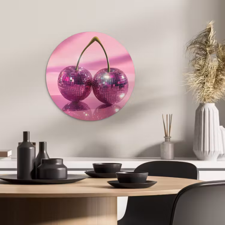 Muurcirkel - Glitter - Discobol - Roze - Kersen — 2