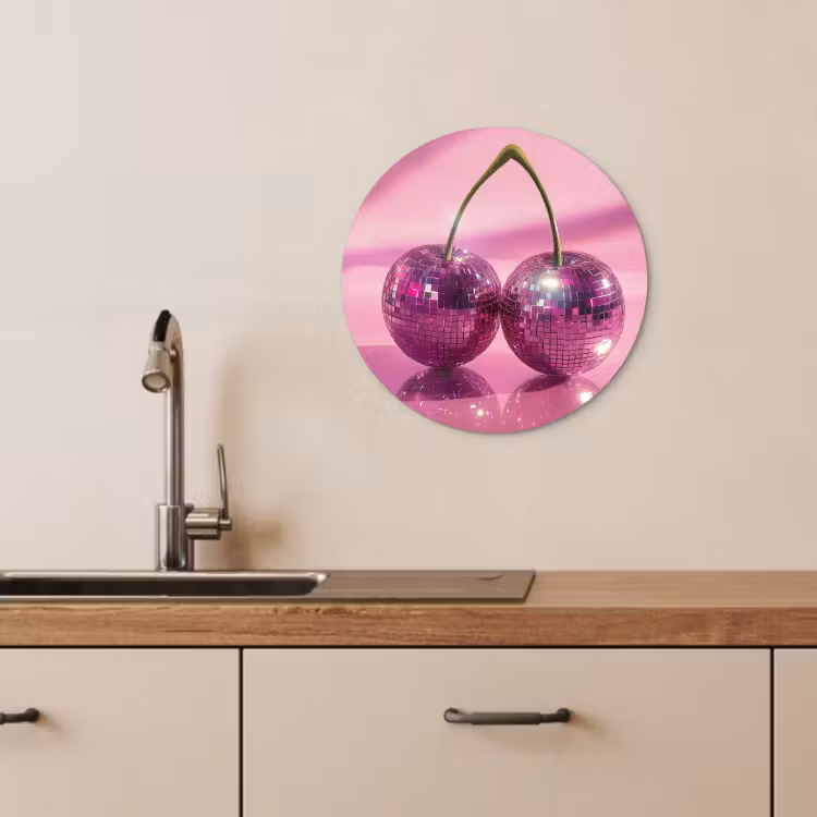 Muurcirkel - Glitter - Discobol - Roze - Kersen — 4