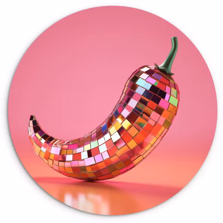 Muurcirkel - Peper - Disco - Rood - Glitter — 1