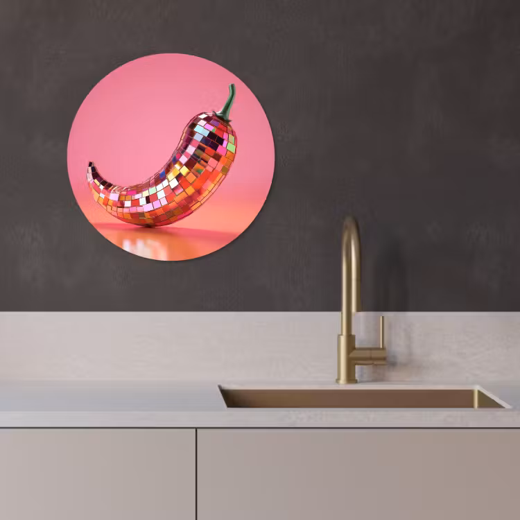 Muurcirkel - Peper - Disco - Rood - Glitter — 4