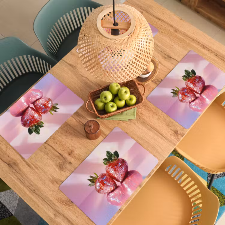 Placemat vinyl - Disco - Fruit - Glitter - Strawberry — 3