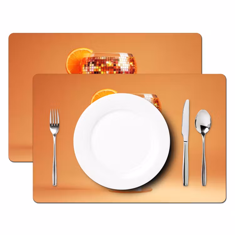 Placemat vinyl - Drank - Oranje - Glitter - Disco — 2