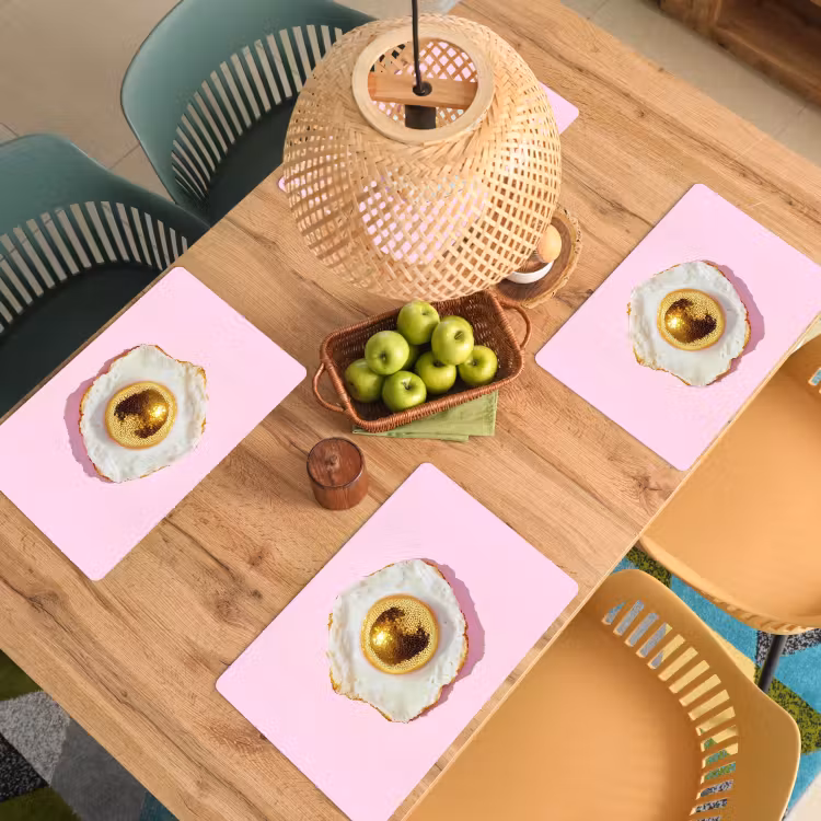 Placemat vinyl - Ei - Disco - Ontbijt - Glitter — 3
