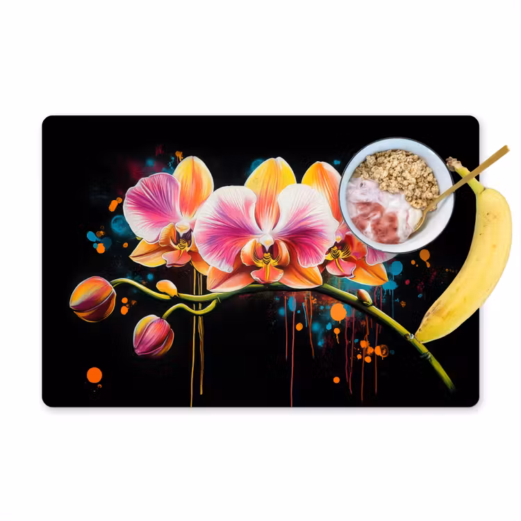 Placemat vinyl - Orchidee - Graffiti - Kleurrijk - Bloemen - Abstract — 1
