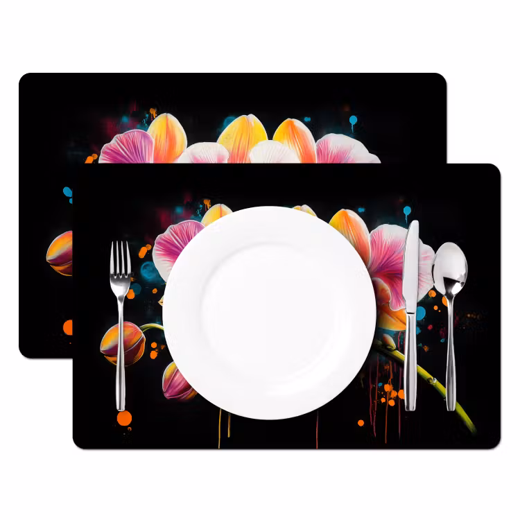 Placemat vinyl - Orchidee - Graffiti - Kleurrijk - Bloemen - Abstract — 2