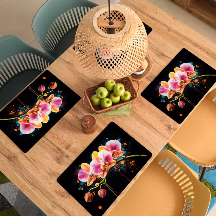 Placemat vinyl - Orchidee - Graffiti - Kleurrijk - Bloemen - Abstract — 3