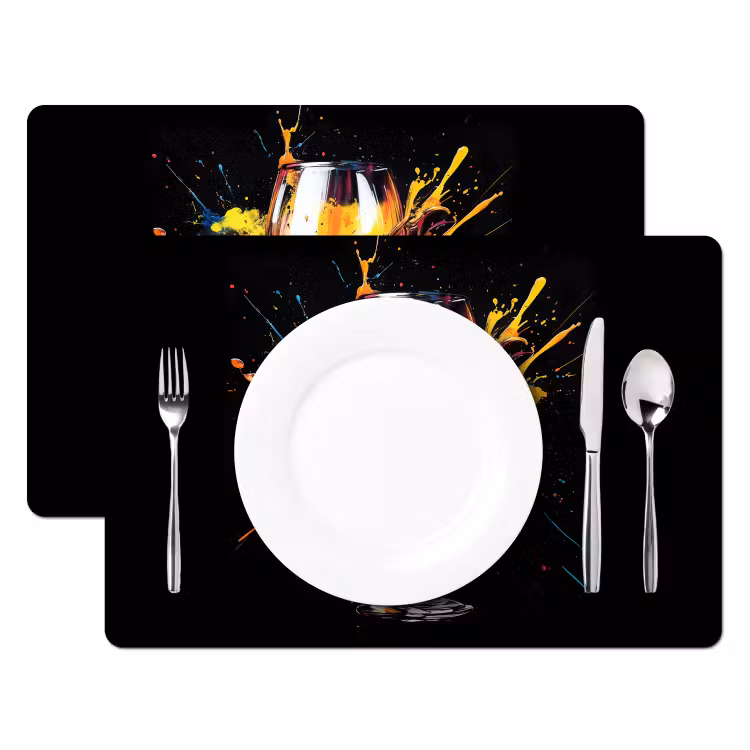 Placemat vinyl - Wijn - Glas - Graffiti - Borrel - Rood - Verf — 2