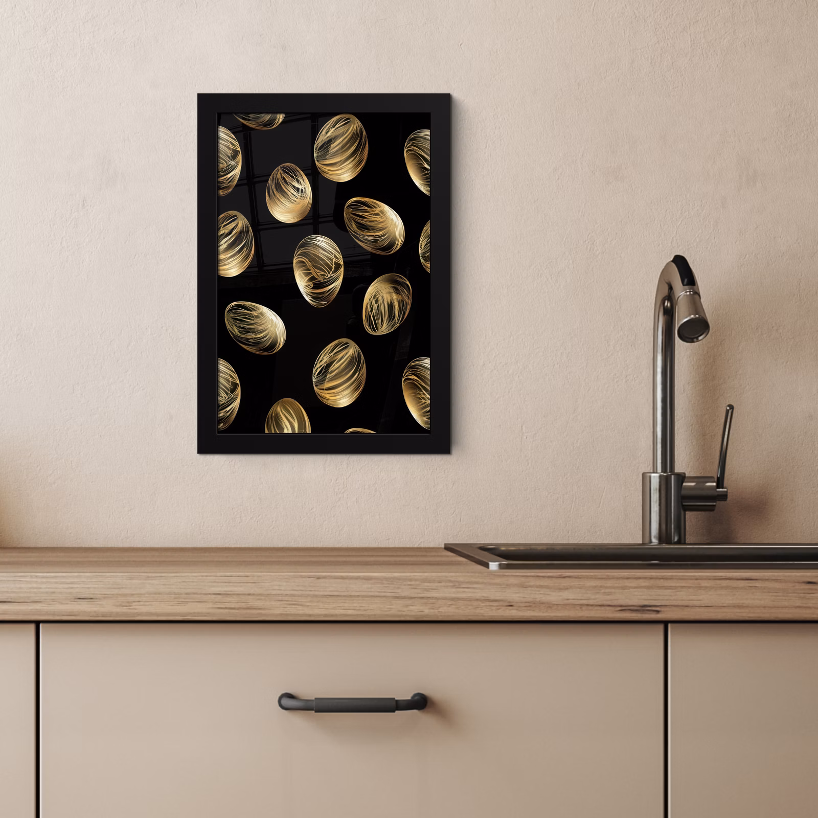 Poster met lijst - Eieren - Goud - Patroon — 1