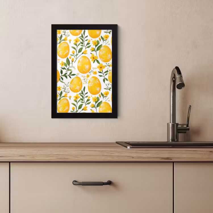 Poster met lijst - Bloemen - Paaseieren - Geel — 2
