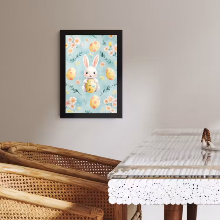 Poster met lijst - Konijn - Eieren - Takjes — 2