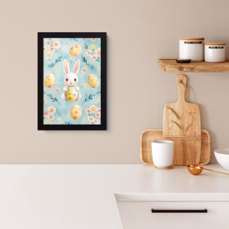 Poster met lijst - Konijn - Eieren - Takjes — 3