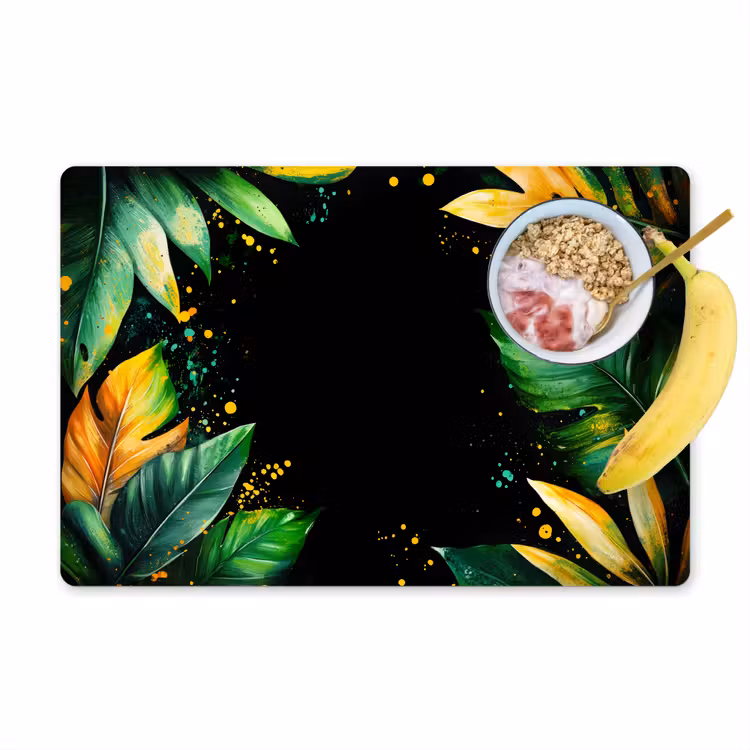 Placemat vinyl - Bladeren - Groen - Geel - Verf - Jungle — 1