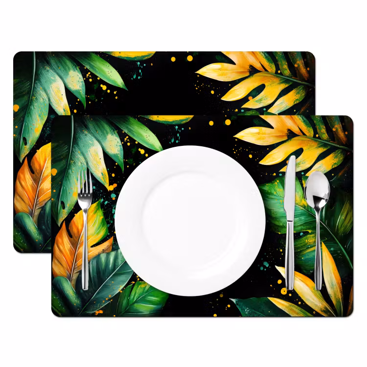 Placemat vinyl - Bladeren - Groen - Geel - Verf - Jungle — 2