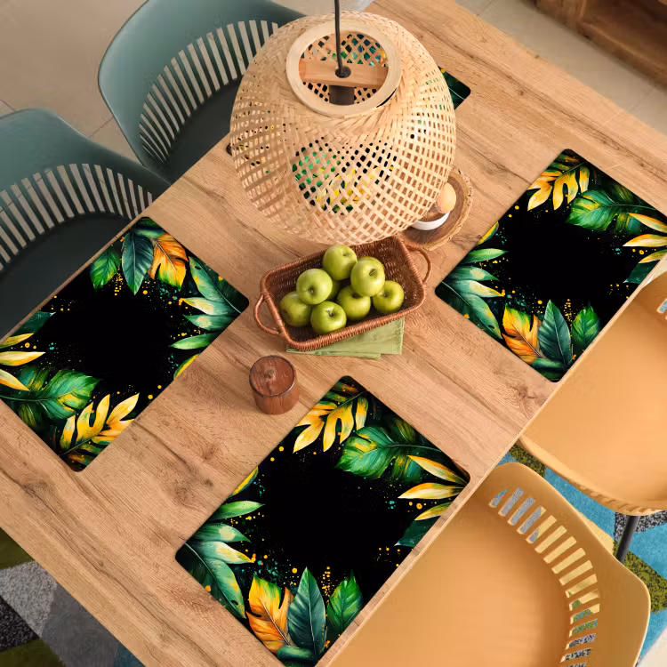Placemat vinyl - Bladeren - Groen - Geel - Verf - Jungle — 3