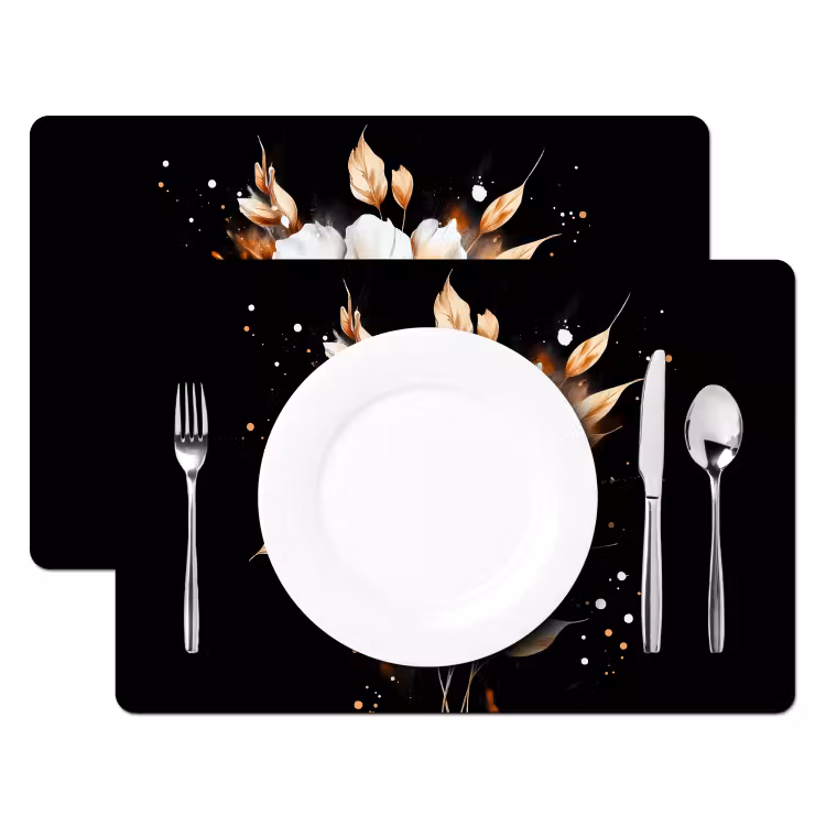 Placemat vinyl - Bloem - Verf - Goud - Graffiti - Modern — 2