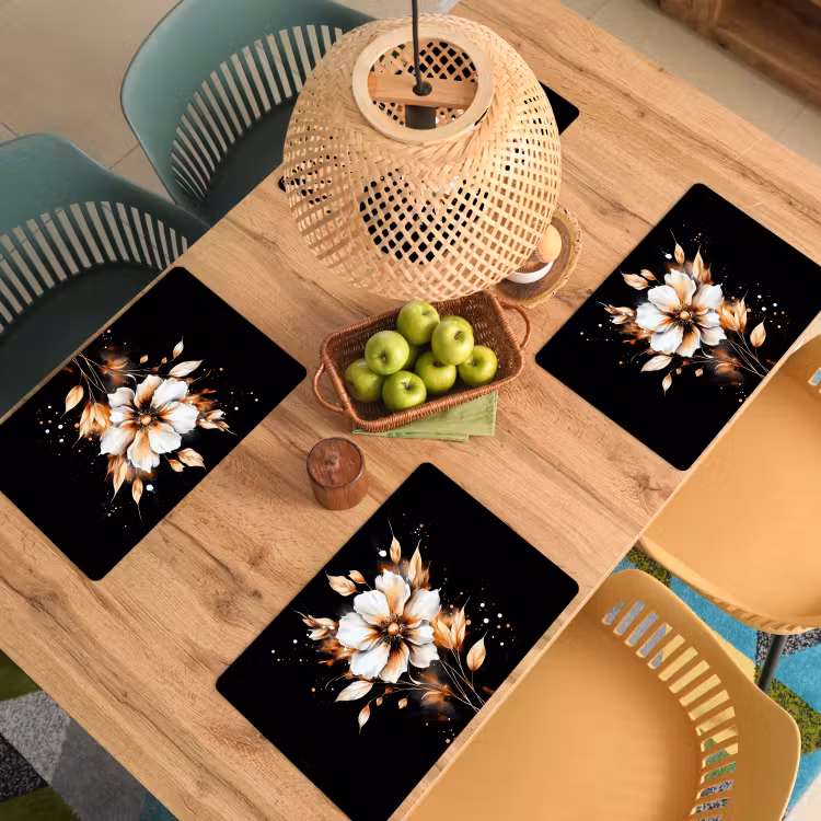 Placemat vinyl - Bloem - Verf - Goud - Graffiti - Modern — 3