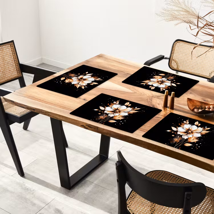 Placemat vinyl - Bloem - Verf - Goud - Graffiti - Modern — 4