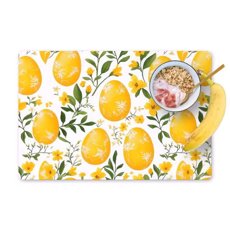 Placemat - 6 stuks - Bloemen - Paaseieren - Geel — 1