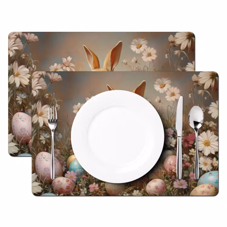 Placemat - 6 stuks - Paashaas - Lente - Paaseieren — 2