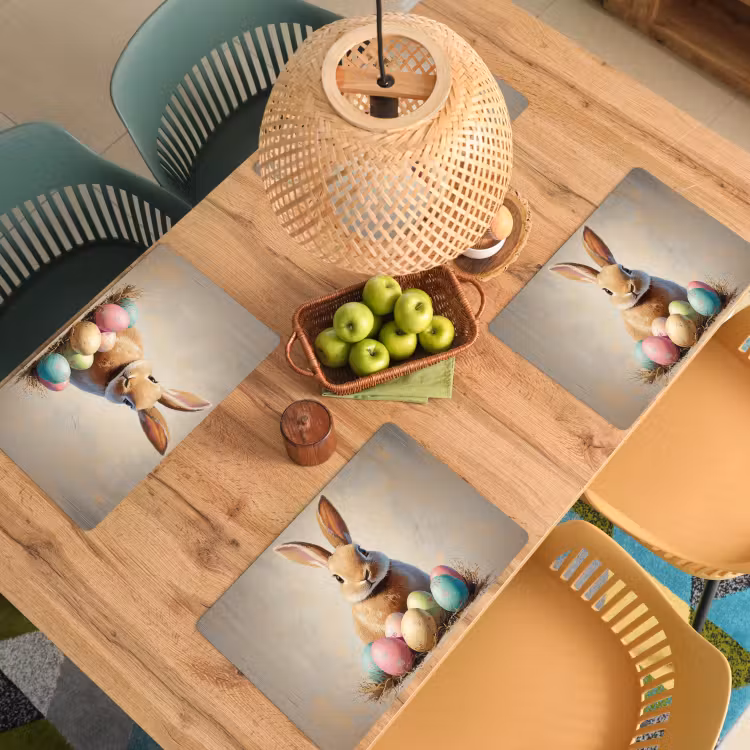 Placemat - 6 stuks - Paashaas - Pastel - Eieren — 3
