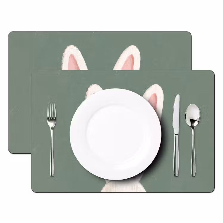 Placemat - 6 stuks - Hazen - Oren - Roze — 2