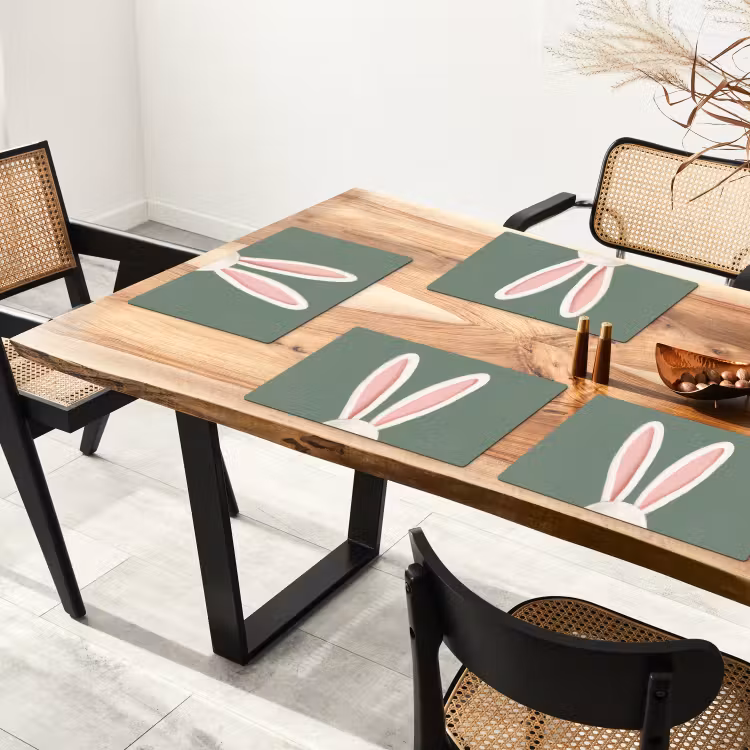 Placemat - 6 stuks - Hazen - Oren - Roze — 4