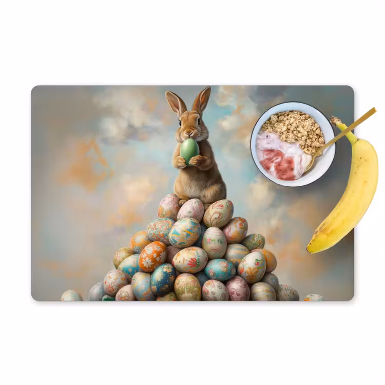 Placemat - 6 stuks - Konijn - Eieren - Kleurrijk — 1