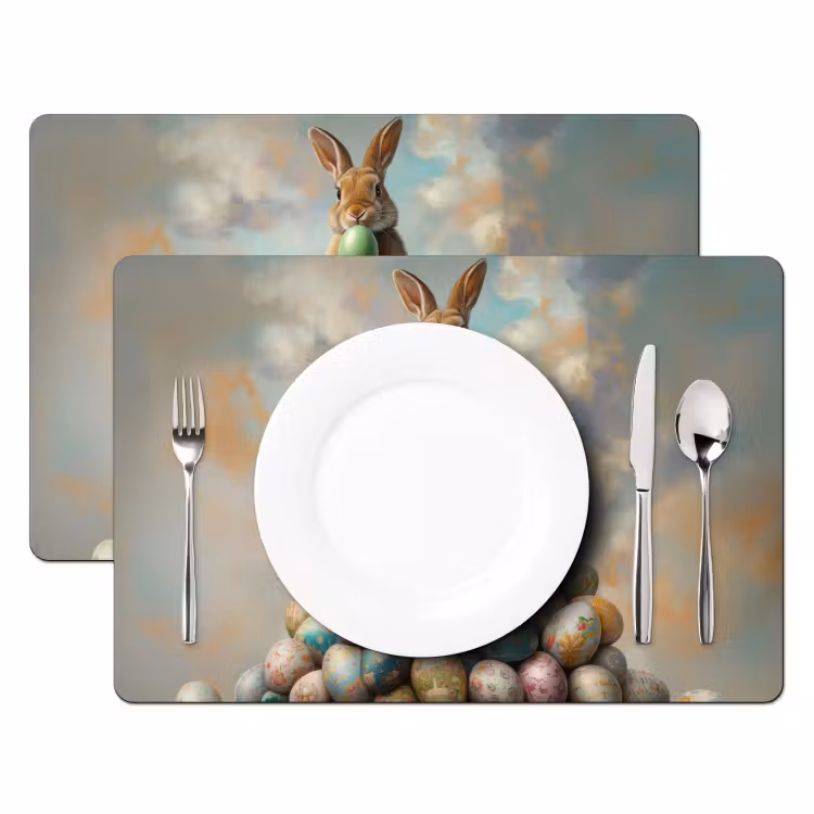 Placemat - 6 stuks - Konijn - Eieren - Kleurrijk — 2