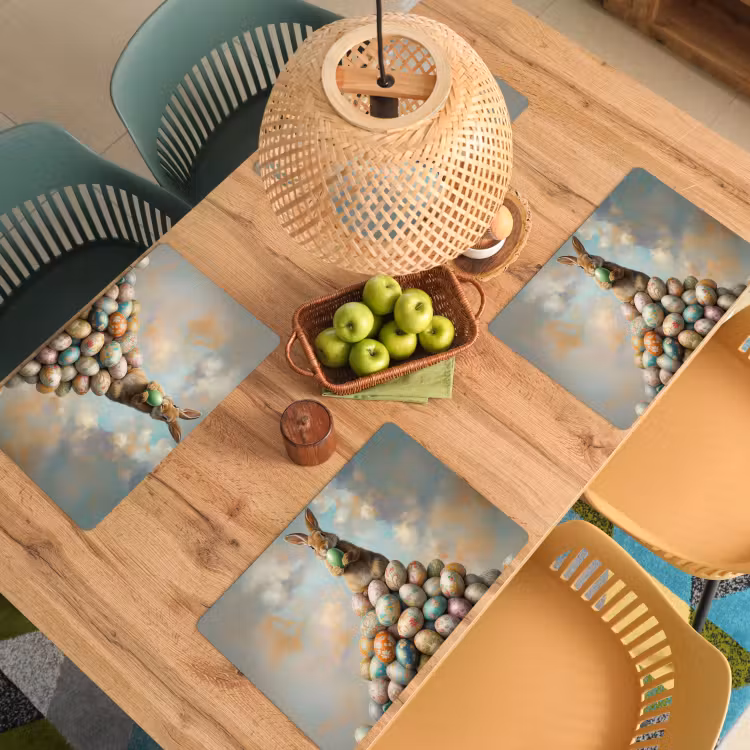 Placemat - 6 stuks - Konijn - Eieren - Kleurrijk — 3
