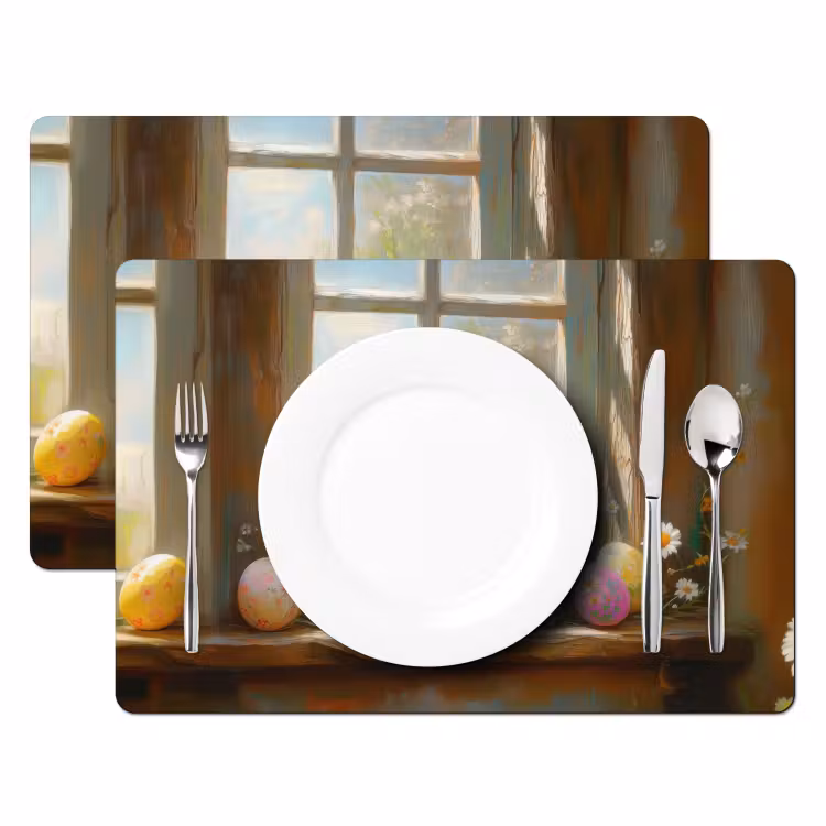Placemat - 6 stuks - Kuiken - Raam - Paaseieren — 2