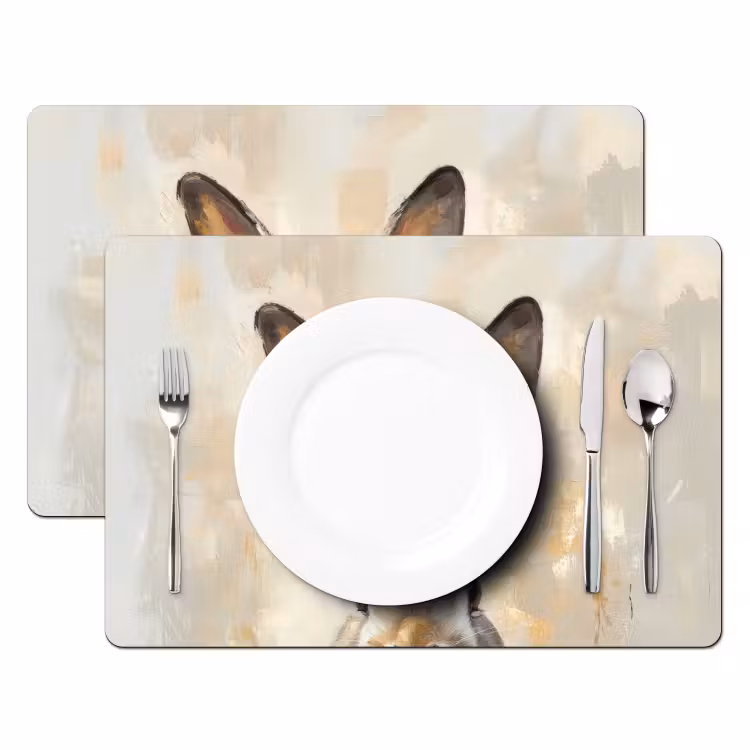 Placemat - 6 stuks - Haas - Oren - Bruin — 2