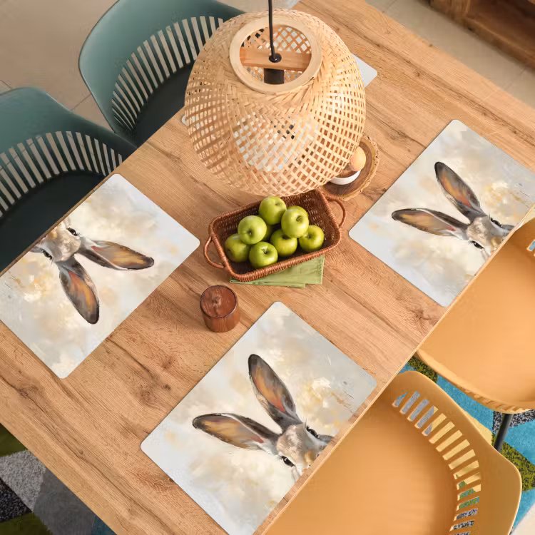 Placemat - 6 stuks - Haas - Oren - Bruin — 3